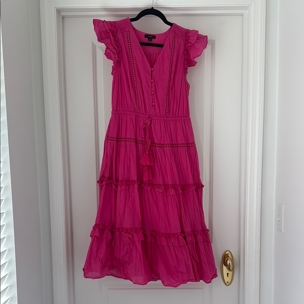J. Crew Pink Ruffled Tiered Dress